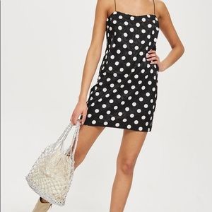 Topshop Square Neck Slip Polka Dot Dress